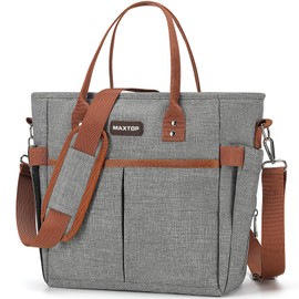 MAXTOP Lunch Bag Women for Work Insulated Thermal Lunch Box with Wide-Open Pocket Reusable Leakproof Cooler Bags with Removable Shoulder Strap for Teacher Nurse Office Picnic Travel Grey