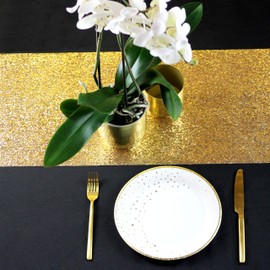 Talking Tables Gold Table Runner with Glitter effect- 1.8m Chic and Stylish Table Party Decorations for Weddings, Birthday, Christmas, Hen Party Celebrations