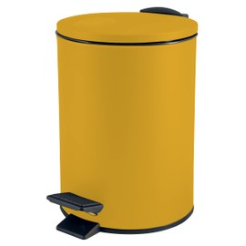 Spirella Adelar Cosmetic Bin 3 Litres Stainless Steel with Soft-Close Mechanism and Inner Bucket Bathroom Bin Soft Close Bin Sun Yellow
