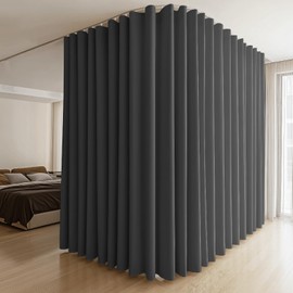 MaKefeile Room Divider Curtains & Flexible Bendable Tracks Set,Privacy Dividers Ceiling Track Curtain Window Blackout Curtains for Living Room Bedroom (W100 × H96 in 1 Panel Black Drape & White Rail)