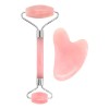 Guasha De Cuarzo Rosa Y Rodillo Para Masaje Facial