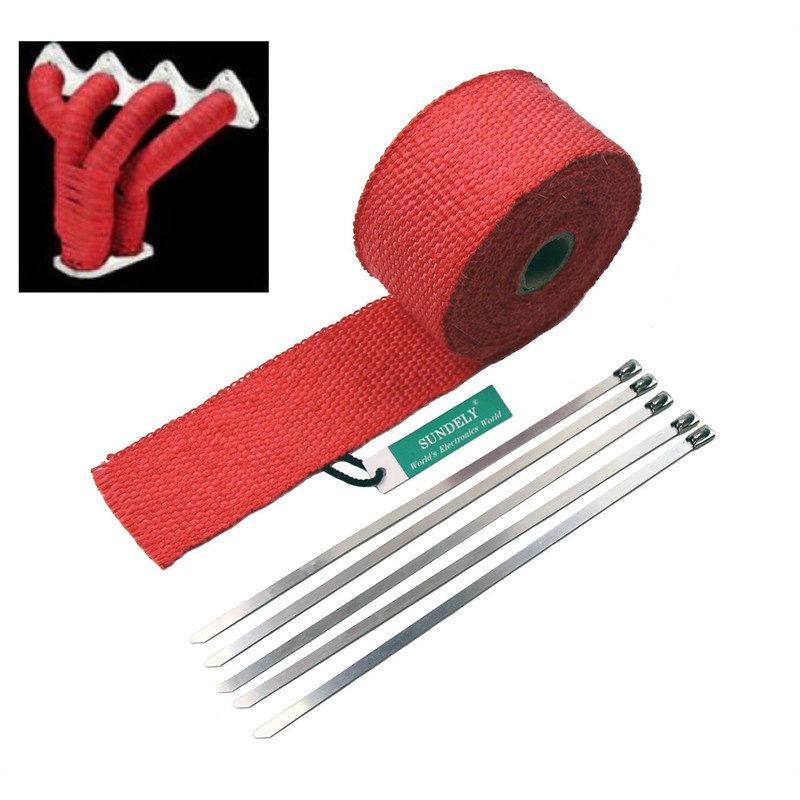 SUNDELY® Glassfiber Exhaust Pipe Heat Wrap Tape Roll Downpipe Resistant