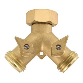 improved Heavy Duty Solid Brass 2 Way Garden Hose Splitter Nozzle Switcher Connector 2 Way Hose Splitter Shut-Off Valves for Garden Irrigation Watering 304 stainless steel Hose Connector (2 Way)