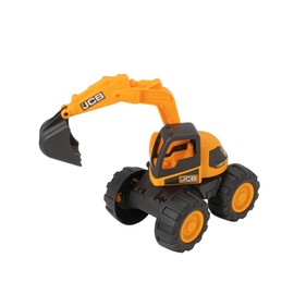 Teamsterz JCB Mega Transporter – Chunky Vehicle Set with 7-Inch Excavator | Durable Push-Along Toy for Kids 18+ Months | Manually Operated Ramp & Moving Parts