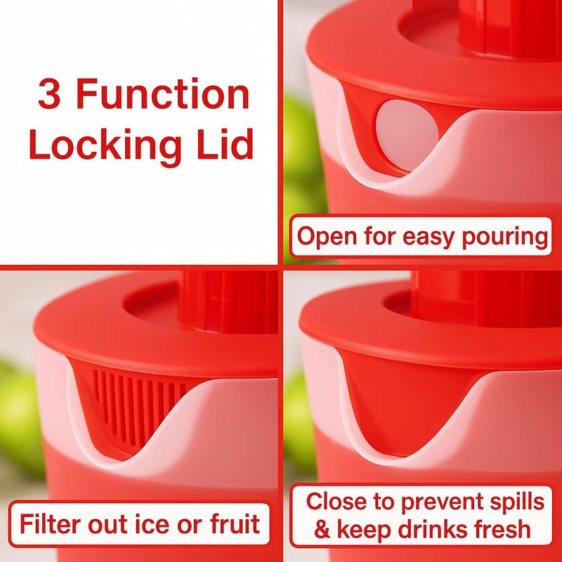Water Pitcher with Lid 1 Gallon Pitcher, Freezer/Dishwasher Safe, BPA
