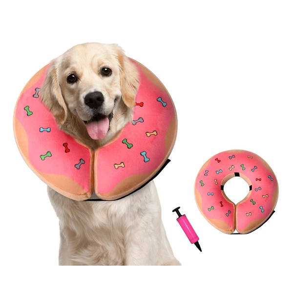 DEWVIE Inflatable Recovery Dog Cone, Protection Dount Collar for Small