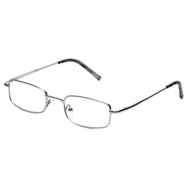 Calabria 753-XL Rectangle Reading Glasses +1.00 Silver Men Women Metal Single Power Reader Adjustable Nose Pads