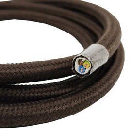 3 m Textile Cable Brown Plain Colours 3 x 0.75 mm² 3G Cable Lamp Cable Fabric Cable Power Cable Braided Max. 300 V