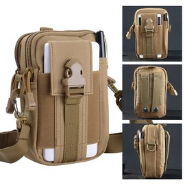 Tactical Waist Bags with Shoulder Strap, Military Molle Compact Belt Bag, Multifunctional Bum Bag Bag for Camping, Hiking, Cycling, Climbing and Travel, khaki