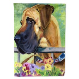 Caroline's Treasures 7311CHF Great Dane Natural Ears Fawn in Flowers Flag Canvas House Size, Large, Multicolor