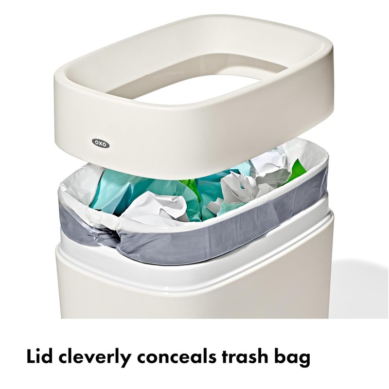 OXO Good Grips - Papelera para baño, color blanco