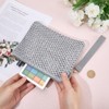 CREATCABIN Silver Woven Cosmetic Bag Straw Bohemian Beach Straw Purses