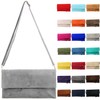 Modamoda de T151/M151 Women’s Italian Suede Leather Metallic Clutch Bag