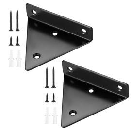 2 Pcs Black Floating Shelf Brackets, 4 Inch Invisible Triangle Iron Wall Mounted Shelf Supports, Metal Hidden Heavy Duty Wall Shelves Brackets for Living Bedroom Study Office Storage