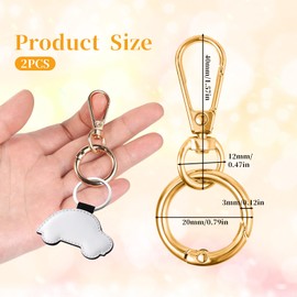 JJUNW Removable Carabiner Hooks, 2 Pieces Rotating Carabiner Hooks, Metal Carabiner Key Ring, 360° Rotating Carabiner Clasps for DIY Handbag Keychain Craft Backpack Accessories (Gold)