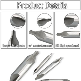 Centre Drill Metal Set, 6 Pieces, 1.0/1.5/2.0/2.5/3.0/5.0 mm HSS 60 Degree, Lathe Cutter Set, for Wood Lathe Accessories, Lathe Accessories