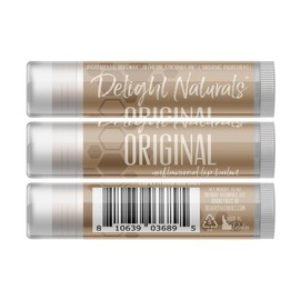 Delight Naturals Original Unflavored Lip Balm - Set of Three