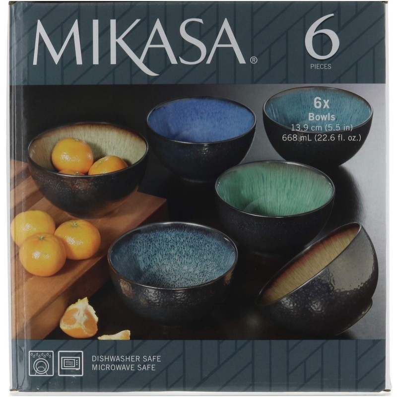 Mikasa Sapphire Stoneware Bowls | Set of 6 Bowls |