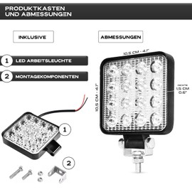 LED Work Light 12 V Aluminium ABS 48 W 16 LED 6500 K 10.5 cm 4.21 Inch LED Headlight 12 V Work Light LED 12 V LED Work Light 12 Volt