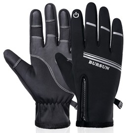 Bursun Guantes de invierno, resistentes al viento, resistentes al agua, cálidos, para hombre y mujer, guantes térmicos de invierno al aire libre, Negro, Medium