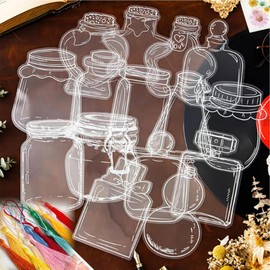 20/40 PCS Transparent Bookmarks for Dried Flowers,DIY Ransparent Dried Flower Bookmarks,Clear Drift Bottle Bookmark,Clear Jars Dried Flower Stickers with Tassels (20 PCS)