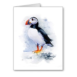 DJ Rogers Fine Art Puffin - Set of 10 Bird Note Cards With Envelopes