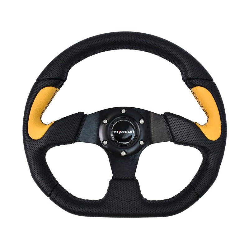 TIYPEOR D-Shaped Racing Adventure Car Steering Wheel 13"/320mm Flat Drift