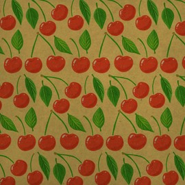 Cute Cherry Pattern Sketchy Premium Kraft Roll Gift Wrap Wrapping Paper
