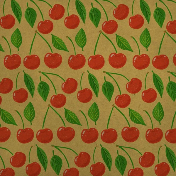 Cute Cherry Pattern Sketchy Premium Kraft Roll Gift Wrap Wrapping