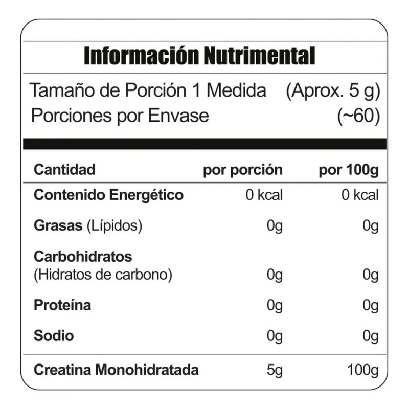 Creatina Monohidratada Meta Nutrition Creapure 300gr Mer Env Sin Sabor