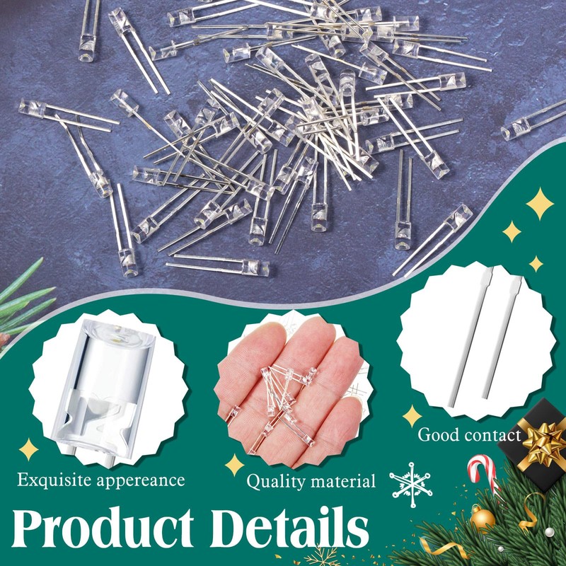 180 Pcs LED 3mm 3V 0.06W String Lights Replacement Bulbs