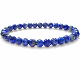 chengmu 6mm Lapis Lazuli Stretch Bracelet Round Stone Beads Semi Gemstone for Crystal Beaded Elastic Bracelet 7.5"