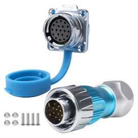 CNLINKO DH-24 19 PIN Industrial Waterproof Connectors, IP68 Circular Connector, Hard Metal Anti-Interference Shell, Quick Plug Aviation Connector, M24 Panel Mount Flange Socket (19-Pin)