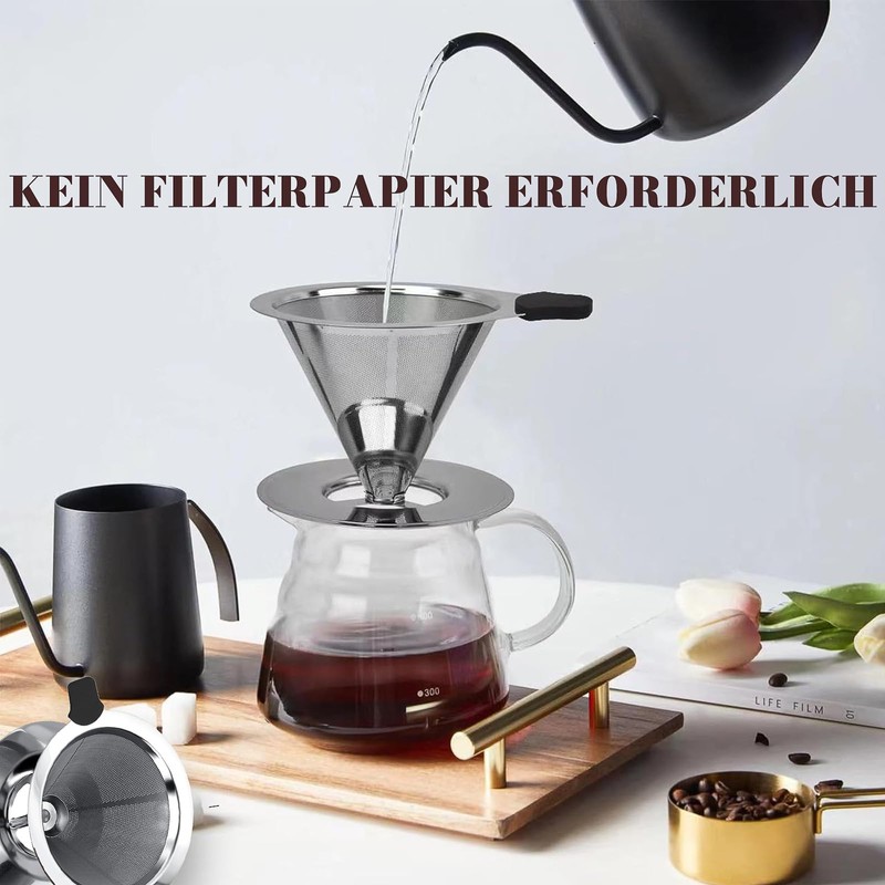 Coffee Filter, Reusable Pour Over Coffee Filter Made of Stainless