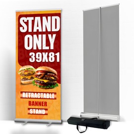 Anley 39 x 81 IN Retractable Roll-Up Banner Stand with Carrying Bag – Portable Aluminum Display Stand for Trade Shows, Exhibitions, Events, Presentations, Advertising (Banner Not Included)