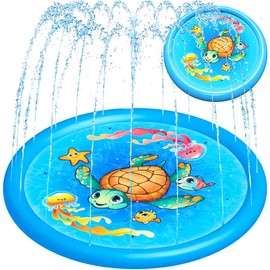 Upgraded Splash Pad - 67 Inches- Sprinkler for Kids and Toddlers - Non-Slip Splash Pads for Dogs - Large Inflatable Sprinkler Play Mat - Outdoor Swimming Pool Water Toys Fun for Infants, Boys, Girls
