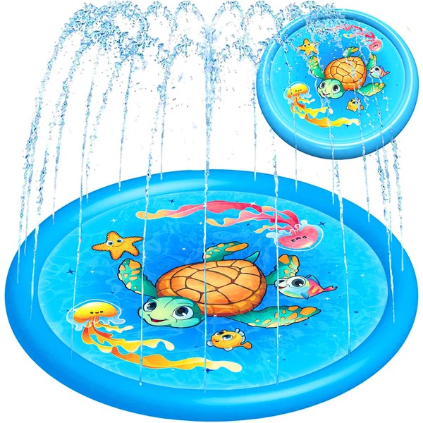 Upgraded Splash Pad - 67 Inches- Sprinkler for Kids and Toddlers - Non-Slip Splash Pads for Dogs - Large Inflatable Sprinkler Play Mat - Outdoor Swimming Pool Water Toys Fun for Infants, Boys, Girls