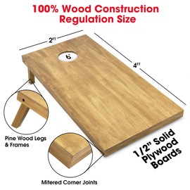 GoSports 4 ft x 2 ft Regulation Size Wooden Cornhole Boards Set - Perfect Gift for Family and Friends - Includes Carrying Case - Full Regulation Size Bean Bag Toss Boards