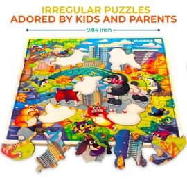 QUOKKA Wooden Park Puzzles for Kids Ages 3-5 – 28 Pieces Wood Park Toys for Children 6-8 yo - Toddlers Kids Puzzles Ages 4-8 Year Olds