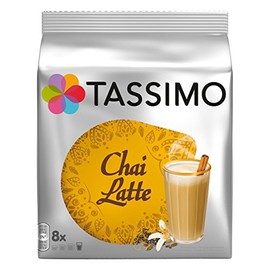 Tassimo Chai Latte, Black Tea, Milk Foam, Beverage, India, Capsules, 8 T-Discs