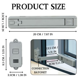 LUFFLOK Pack of 1 Child Safety Window Stopper Wind for Children and Baby, Window Protection Cat and Pet, Improved Adjustable Window Lock, No Drilling Tools to Use (Grey)