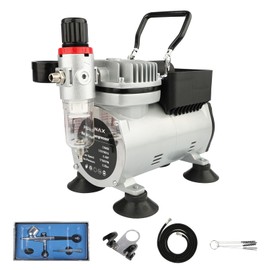 FORNAX Professional Airbrush Kit with Compressor, 0.4 HP Air Compressor for Model Painting with 6 Ft Hose,Cleaning Brushes, and Test Paints for Hobby, Body Tattoo, Model Painting, Automotive Graphic