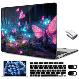MEEgoodo for M4/M3/M2 MacBook Air 15.3 inch Case 2025 2024 2023, Case Fit Model (A3241/A3114/A2941) for MacBook Air 15 inch, Laptop Hard Shell with Keyboard Cover, Fantasy Forest