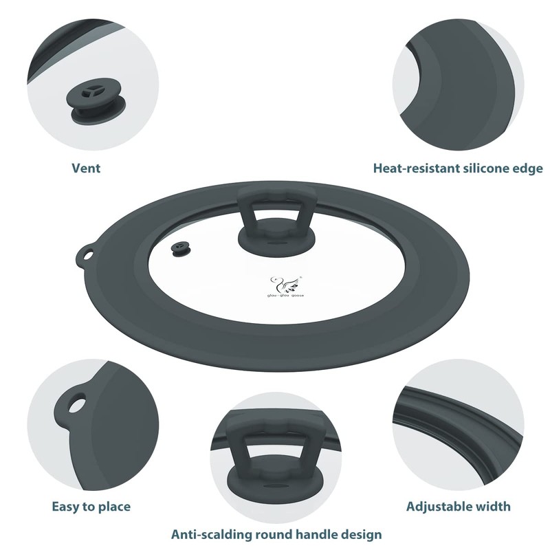 Set of 2 Vented Tempered Glass Universal Lid for Pot