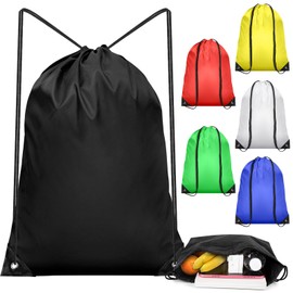 IKAYAS 6Pcs Drawstring Bags Bulk Colorful Drawstring Backpack, String Backpack Cinch Sack Sport Gym Backpack Bags for Yoga Traviling Outdoor Sports