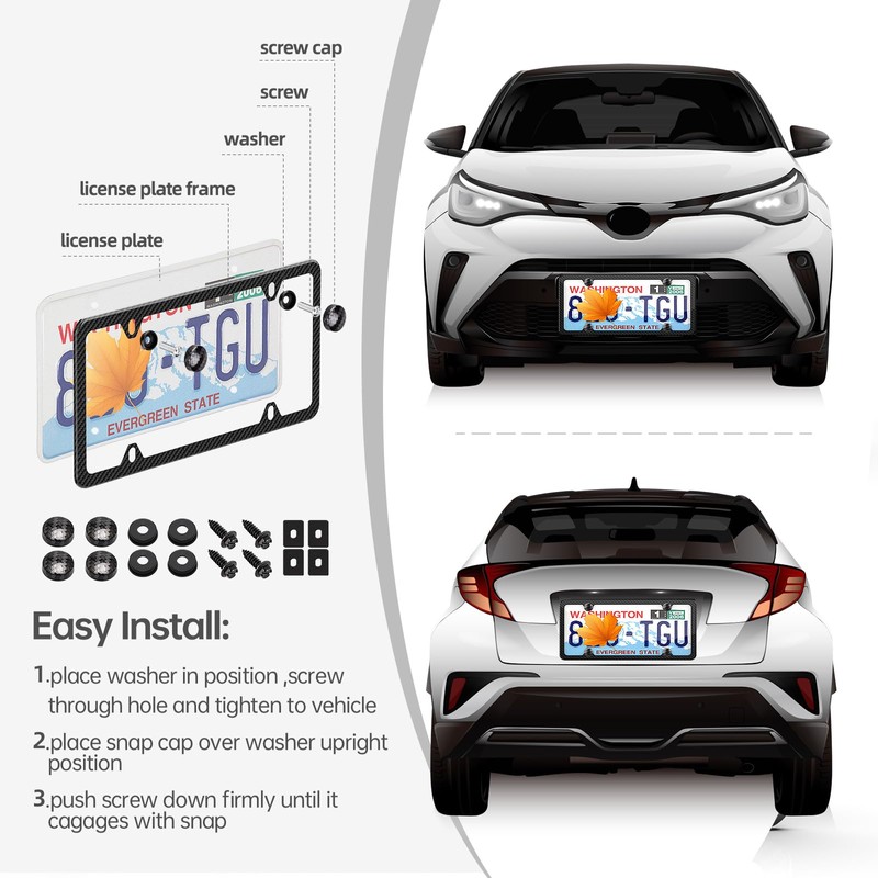 Real Carbon Fiber License Plate Frame – 1 Pack, Handcrafted