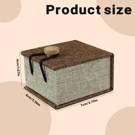 Energather 2 Pcs Ring Box for Proposal, Vintage Linen Wooden Engagement Wedding Ring Box with Single Slot, Portable Small Jewelry Boxes for Rings Earrings (2, Brown)