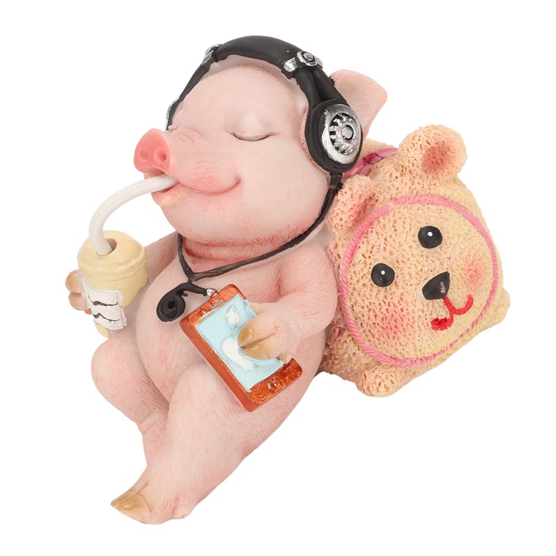 Pig Statue Mini Funny Casual Musical Resin Pig Art Figurine