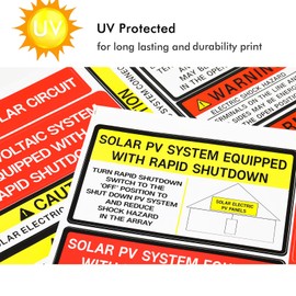 Photovoltaic Solar System Installer Label Kit | 2020 | 2017 Code | Electrical Panel Safety Stickers | PV Power Source Warning Set | Caution Solar Circuit | Outdoor Durability (48 Pack)