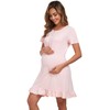 Beuwltpa Women's Nighties Button Up Maternity Nightdress Nightshirts Short Sleeve